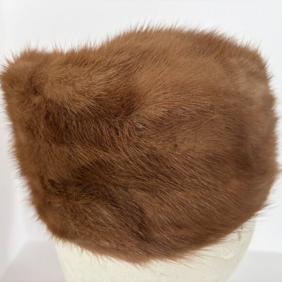 Franklin Simon Mink Fur Hat Vintage Brown Winter Union Made Label Tag UHCMW 60s - Picture 8 of 15